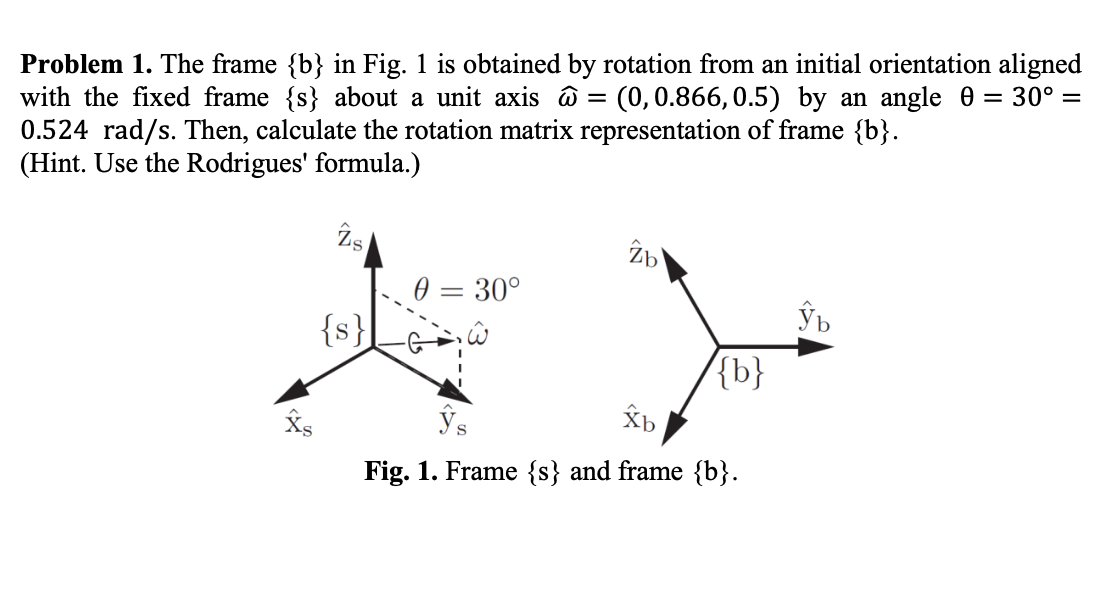 Solved Problem 1. The Frame {b} In Fig. 1 Is Obtained By | Chegg.com