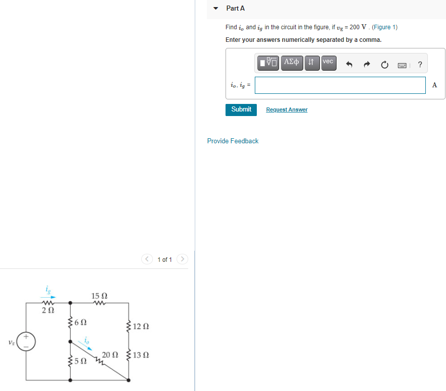 Solved Part A Find i, and ig in the circuit in the figure, | Chegg.com