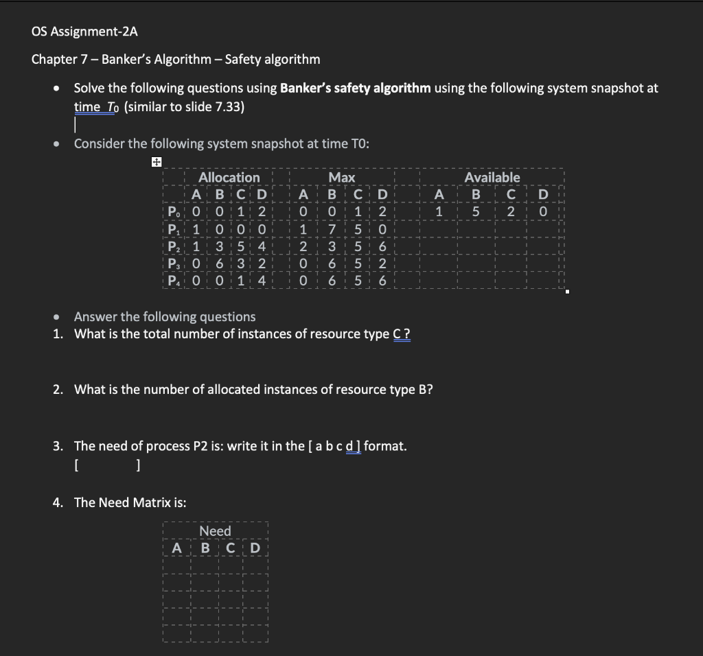 banker's algorithm assignment