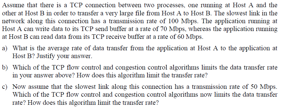 Solved Assume That There Is A TCP Connection Between Two | Chegg.com