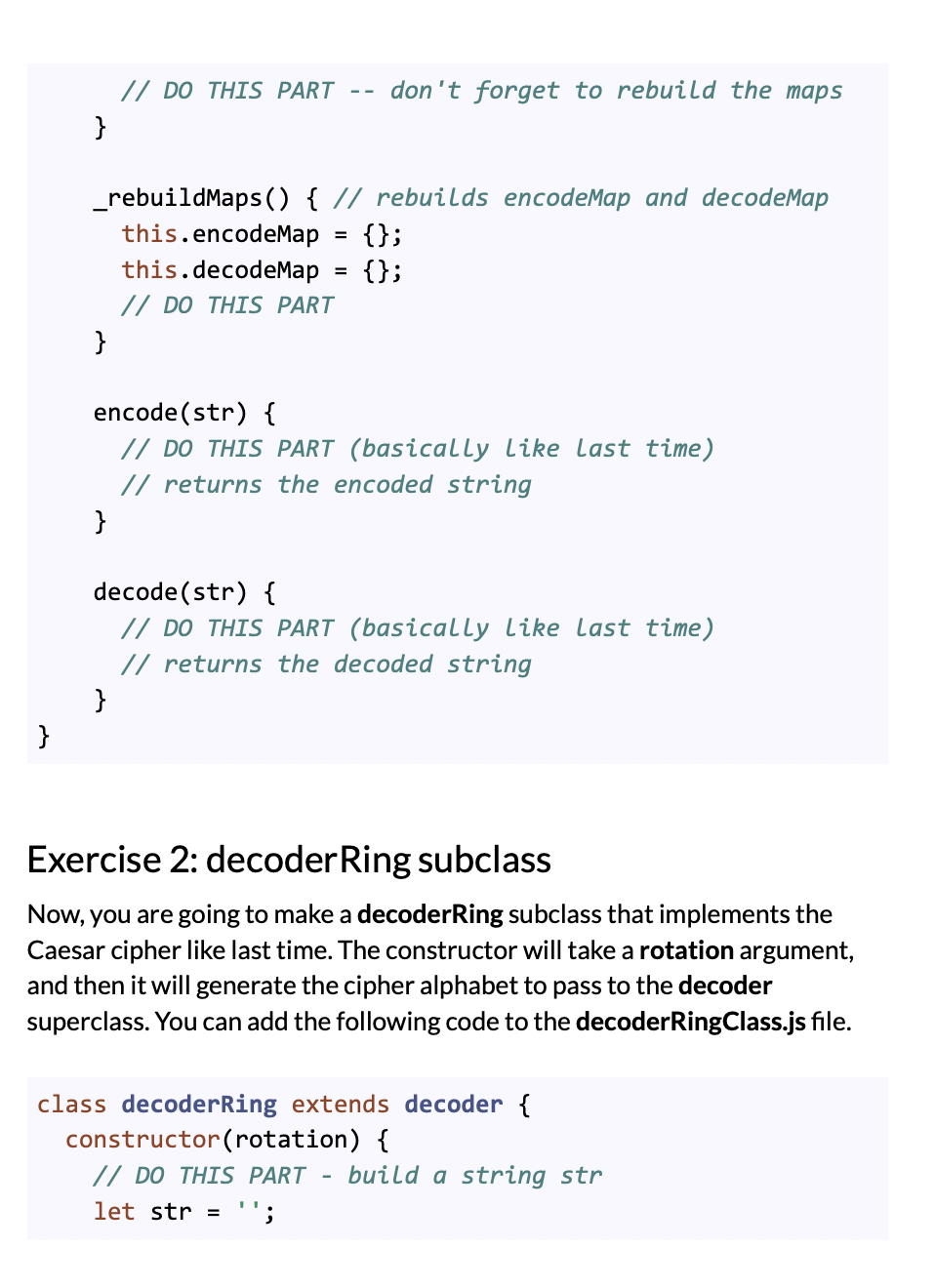 Solved Exercise 1: decoder class You will write a decoder | Chegg.com