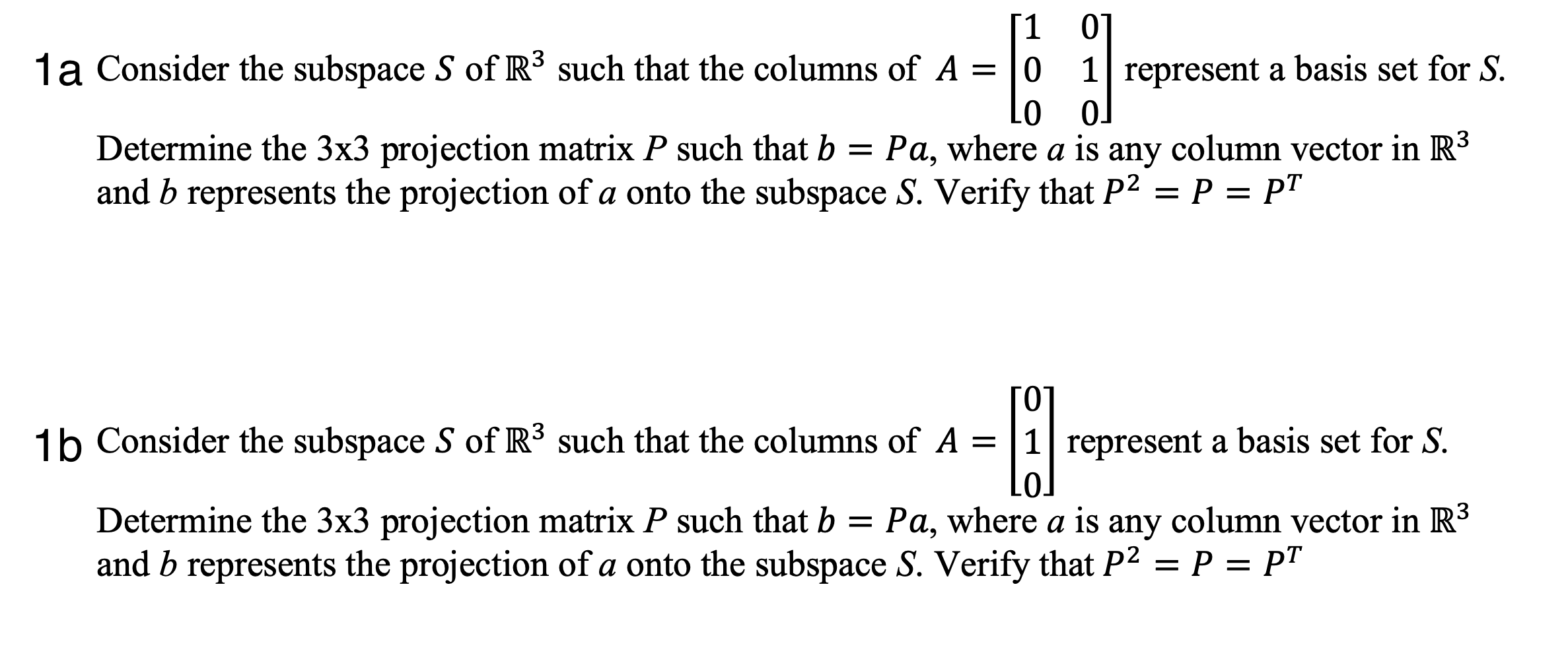 Solved [10] 1a Consider the subspace S of R3 such that the | Chegg.com