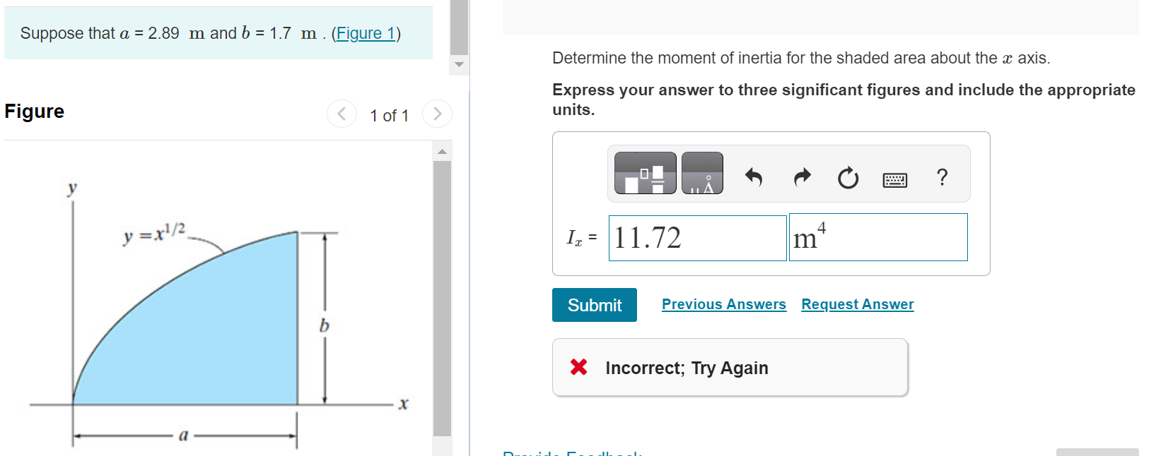 Solved Suppose that a=2.89 m and b=1.7 m. (Figure 1) Figure | Chegg.com
