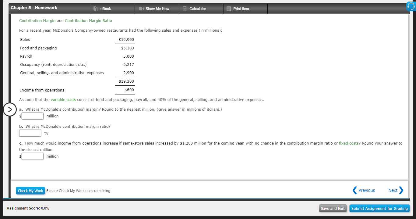 Solved Chapter 5 - Homework eBook Show Me How Calculator | Chegg.com