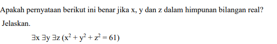 Solved Apakah pernyataan berikut ini benar jika x,y dan z | Chegg.com