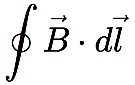 \( \oint \vec{B} \cdot d \vec{l} \)
