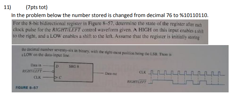 Solved 11) (7pts tot) In the problem below the number stored | Chegg.com