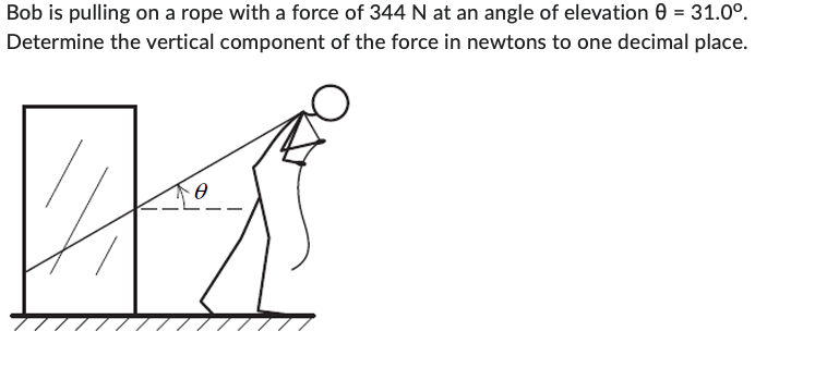 Solved Bob is pulling on a rope with a force of 344 N at an | Chegg.com
