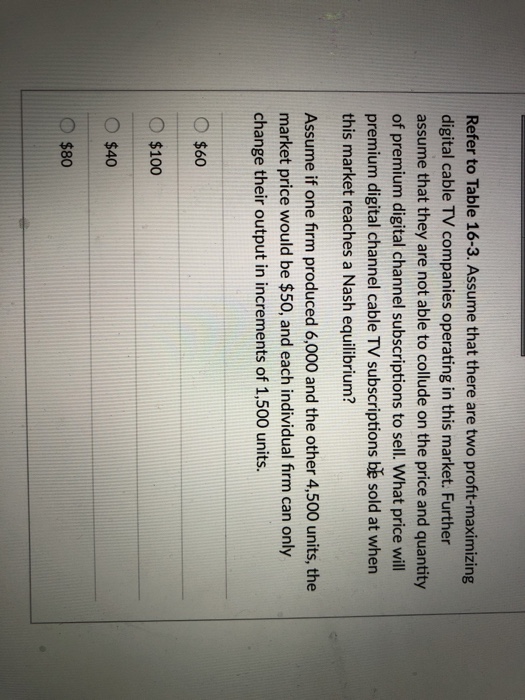 Solved Table 16-3 The information in the table below shows | Chegg.com