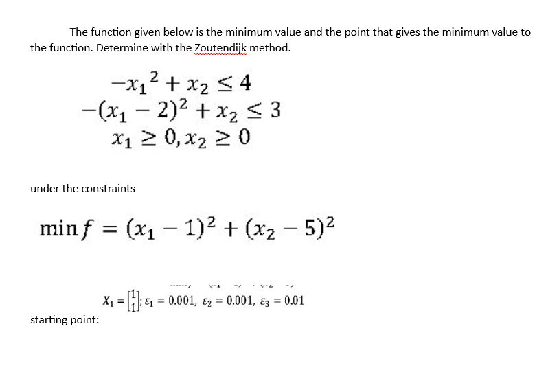 minimum value of the given function