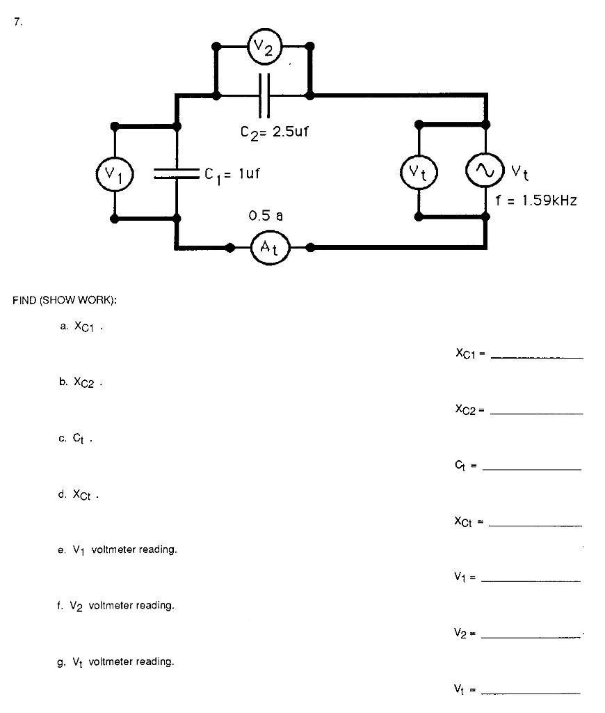 Solved d. XCt . e. V1 voltmeter reading. f. V2 voltmeter