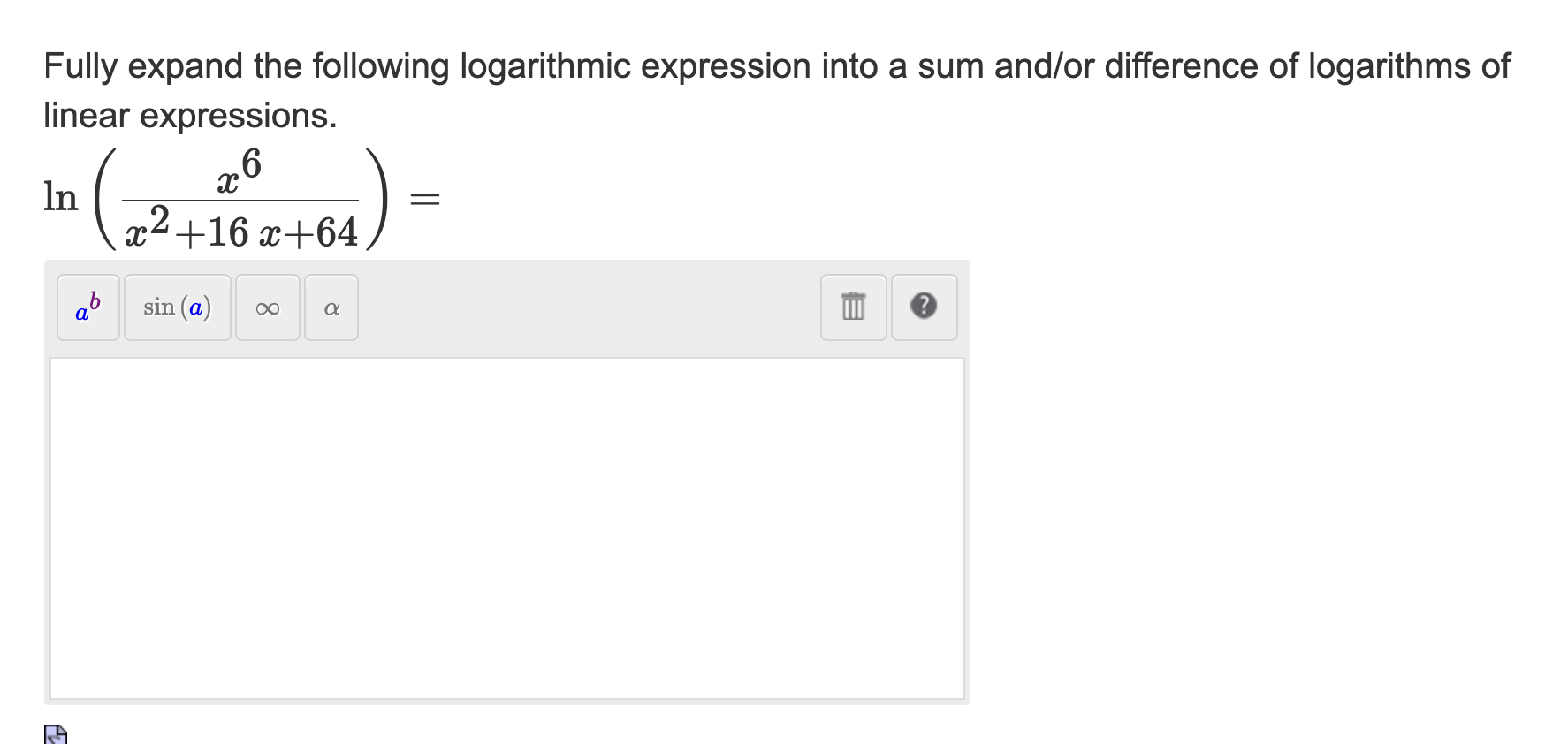 Solved Fully expand the following logarithmic expression