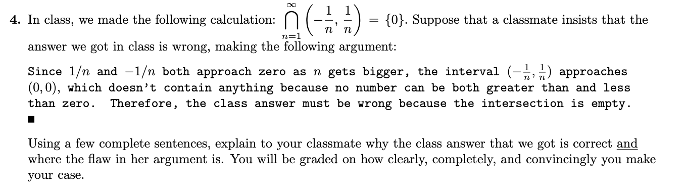 Solved 4. In class, we made the following calculation: | Chegg.com