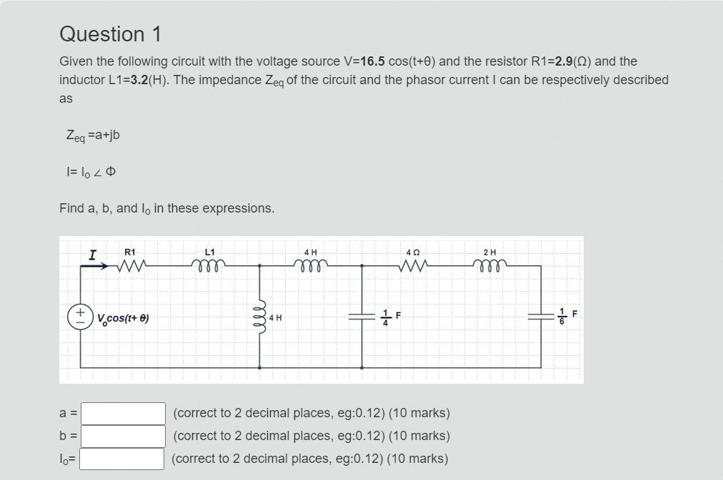 Solved Given the following circuit with the voltage source | Chegg.com
