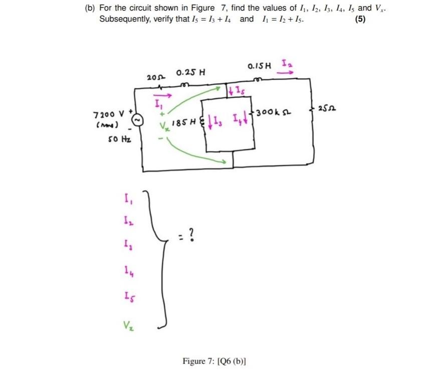 Solved (b) For the circuit shown in Figure 7, find the | Chegg.com