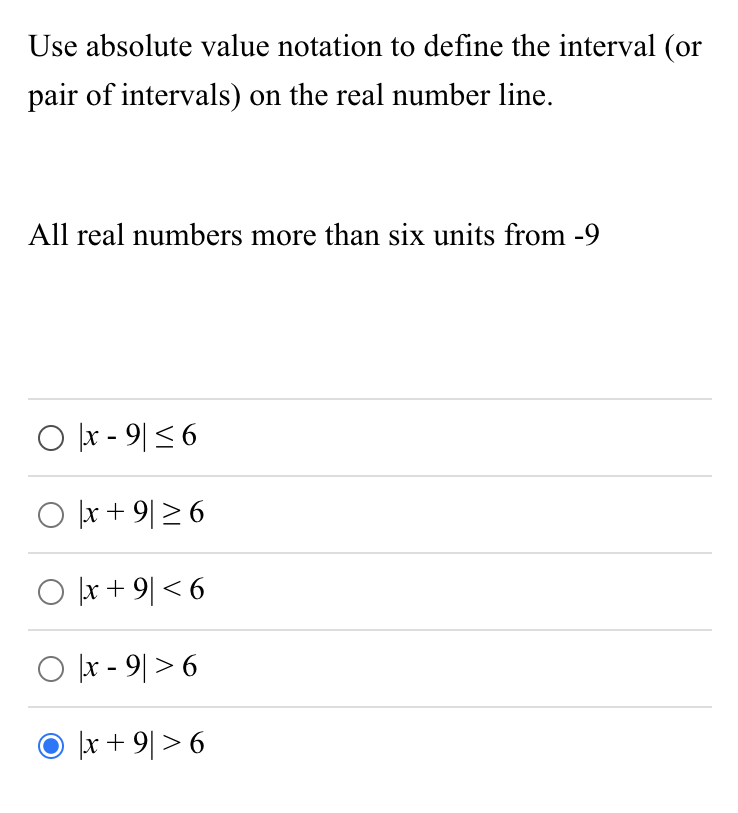 Solved Use Absolute Value Notation To Define The Interval 4293