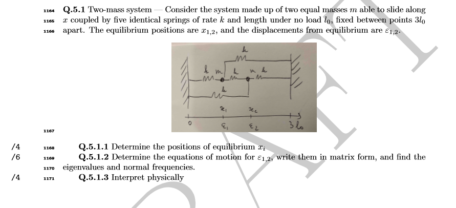 1164 Q.5.1 Two-mass system - Consider the system made | Chegg.com