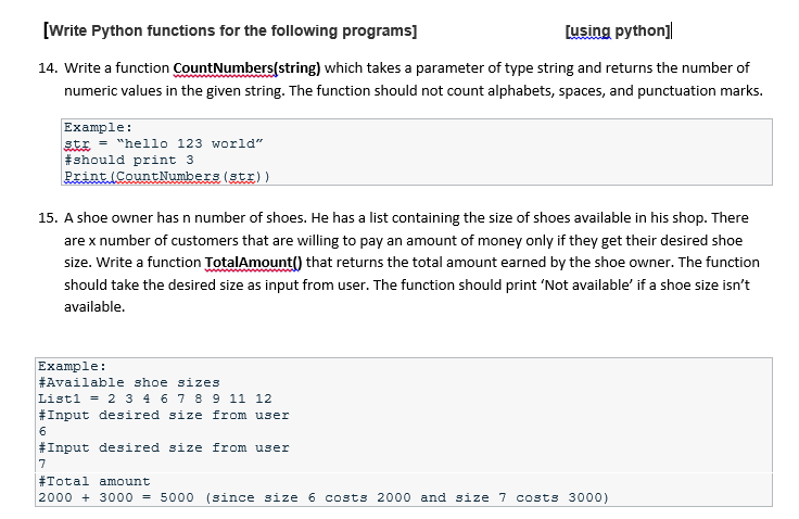 Solved [Write Python functions for the following programs] | Chegg.com
