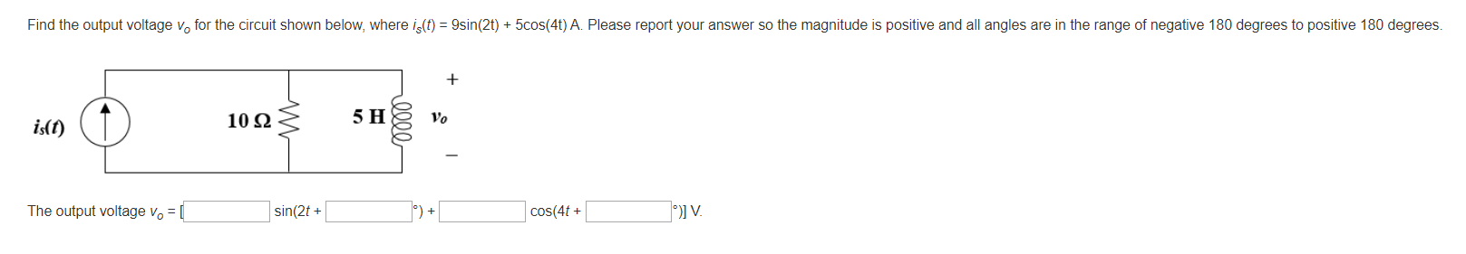 Solved Find the output voltage vo for the circuit shown | Chegg.com