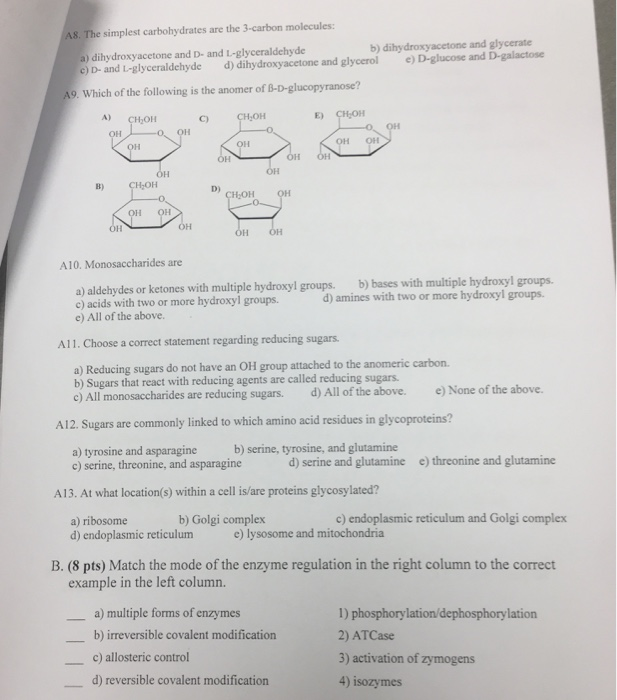 Solved 8. The simplest carbohydrates are the 3-carbon | Chegg.com