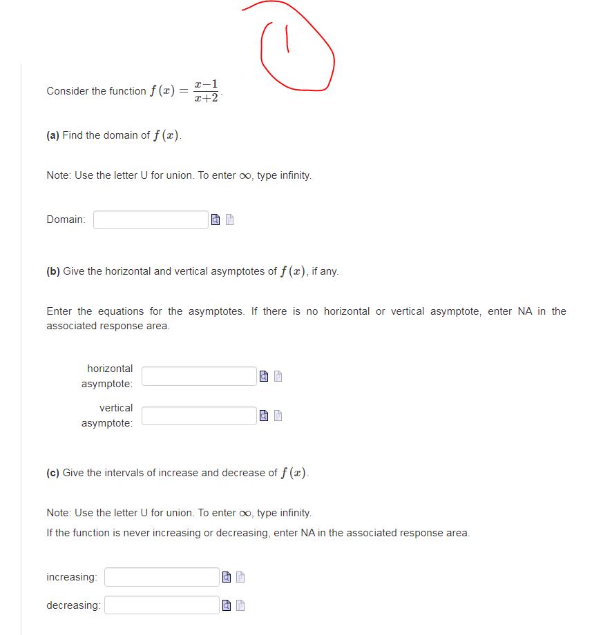 Solved Consider the function f(x)=x+2x−1 (a) Find the domain | Chegg.com