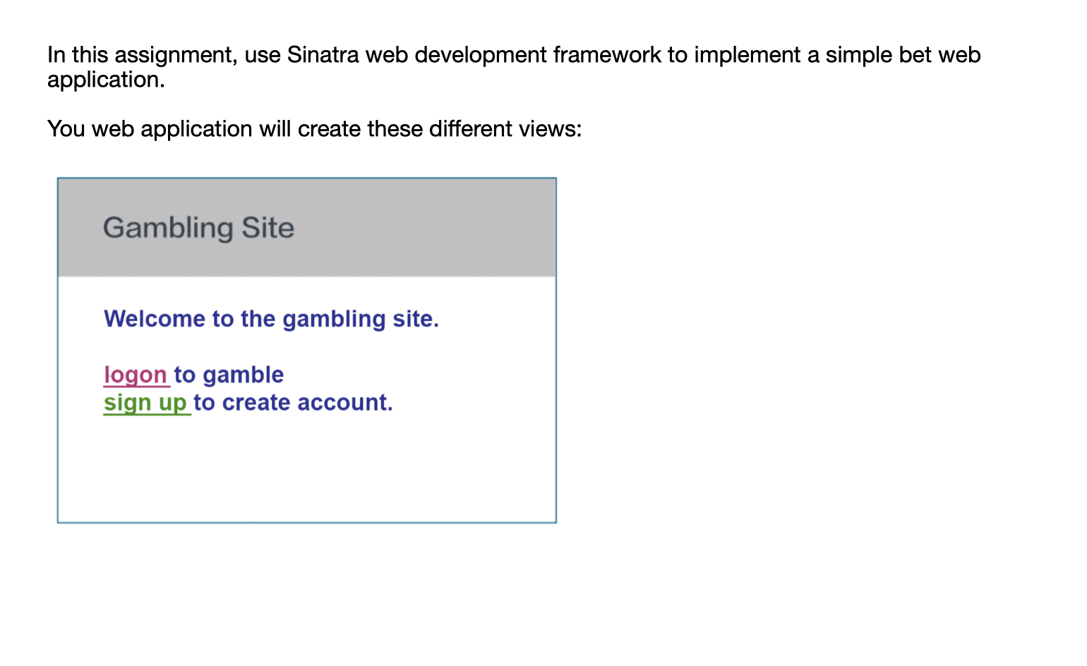 Solved In this assignment, use Sinatra web development | Chegg.com