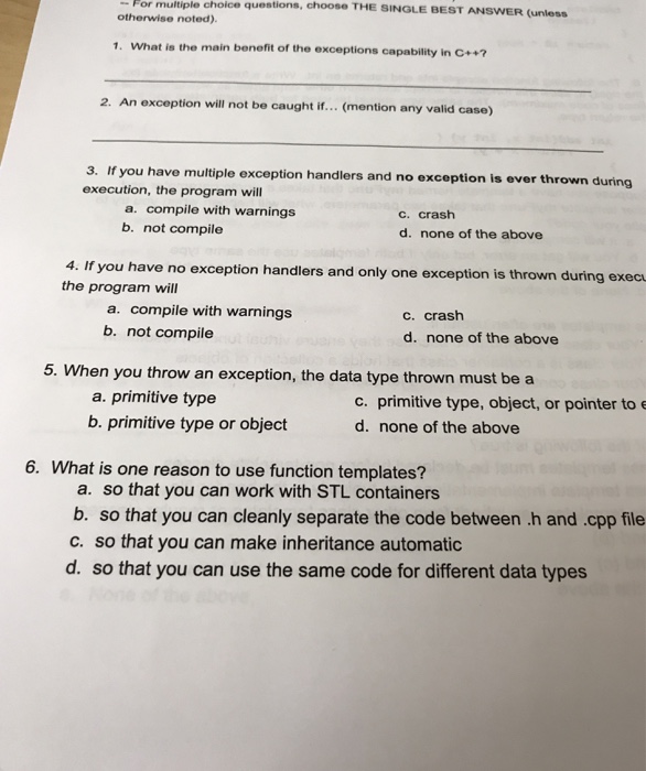 Solved choice questions, choose THE SINGLE BEST ANSWER | Chegg.com
