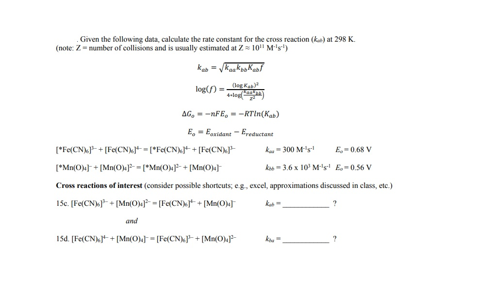 Solved Given the following data, calculate the rate constant | Chegg.com