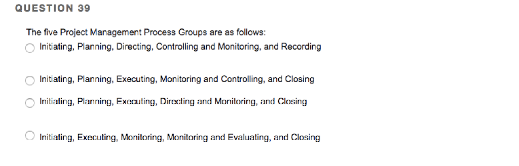 Five Project Management Process Groups