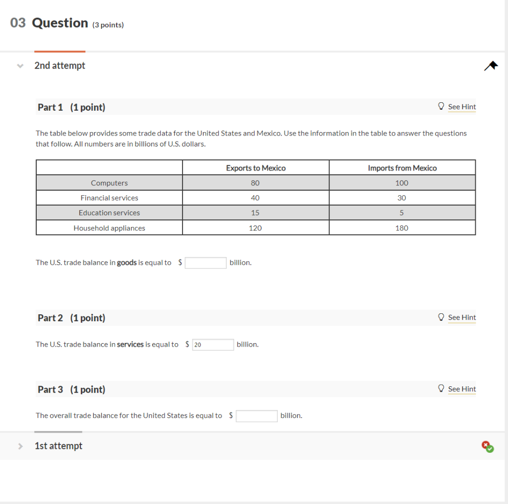 Solved 03 Question (3 points) 2nd attempt Part 1 (1 point) | Chegg.com