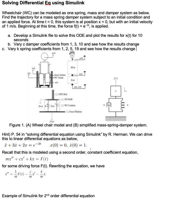 Solving Differential Eq using Simulink Wheelchair | Chegg.com