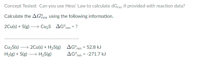 Concept Tested: Can you use Hess' Law to calculate | Chegg.com