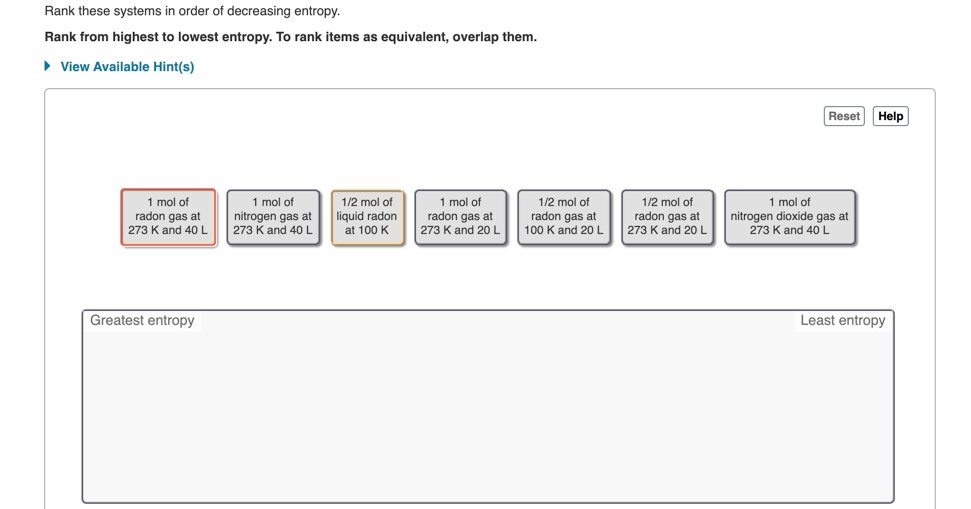 Solved Entropy is the randomness of a system. At the | Chegg.com