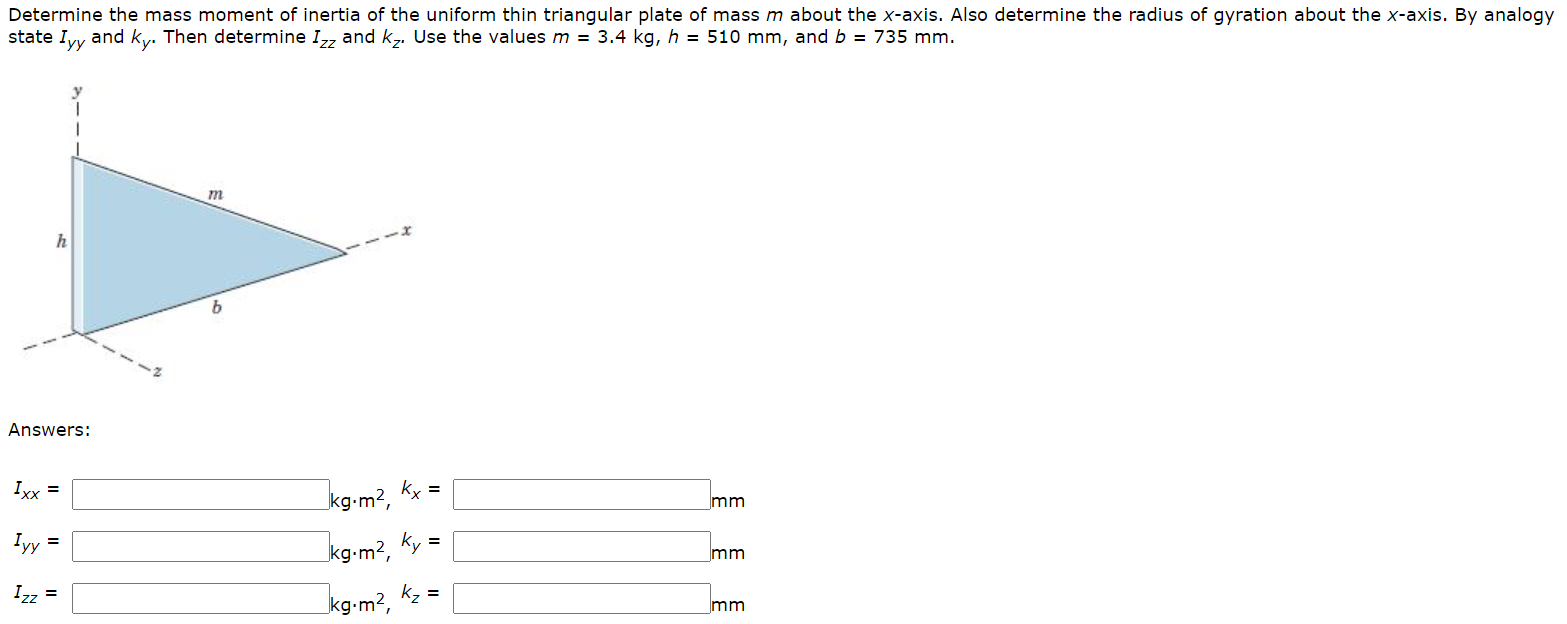 Solved Determine the mass moment of inertia of the uniform | Chegg.com