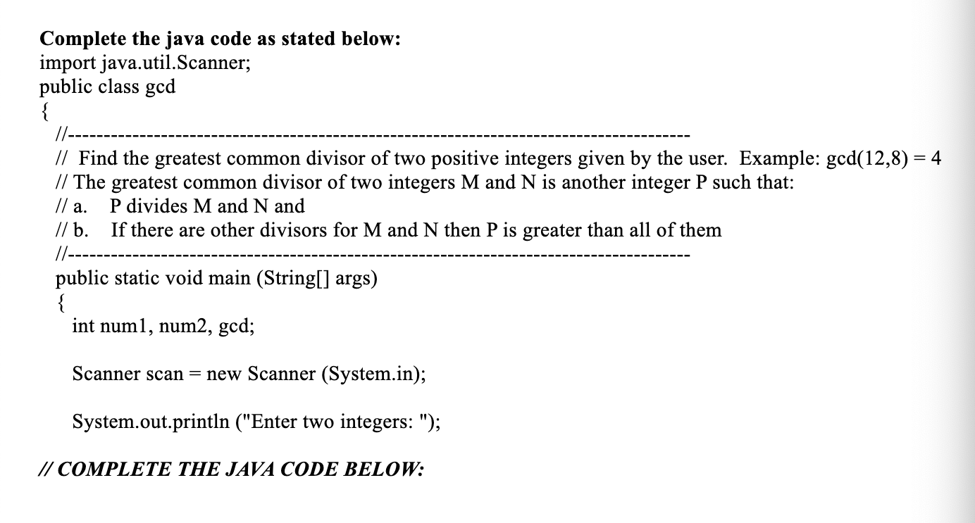 Solved Complete the java code as stated below: import | Chegg.com