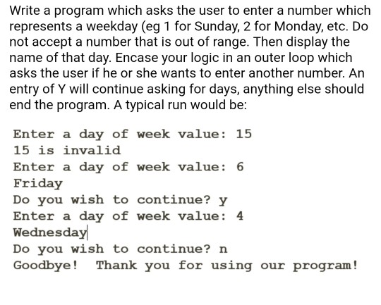 Solved Write a program which asks the user to enter a number | Chegg.com