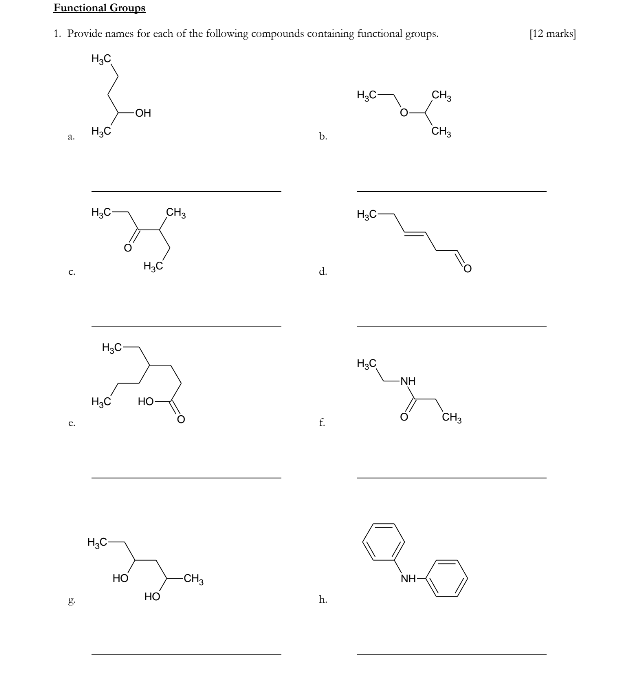 Solved Functional Groups 1 Provide Names For Each Of The 1025