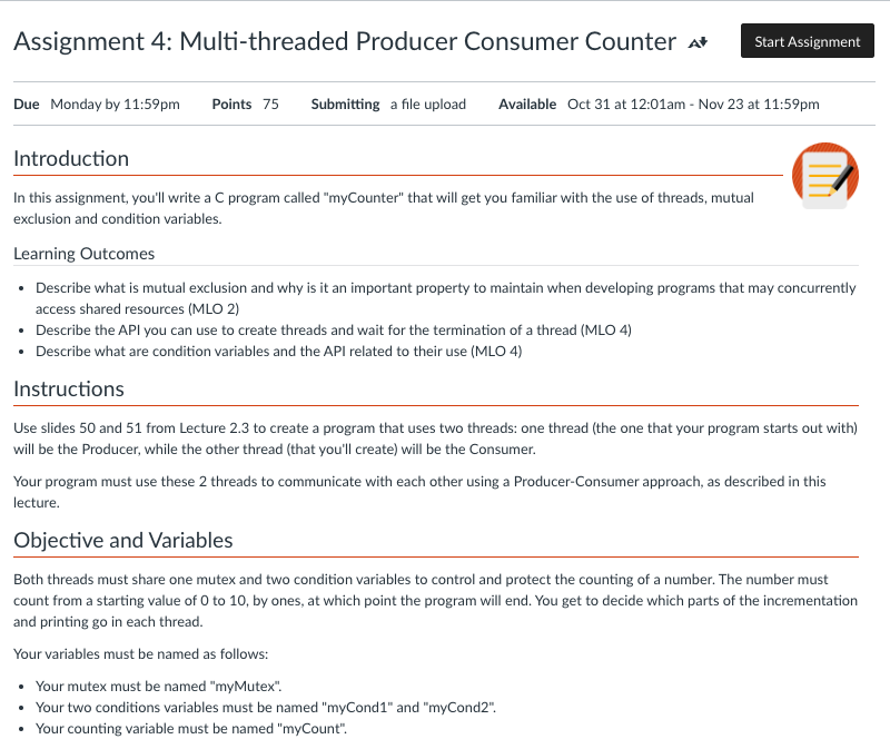 [Solved]: Assignment 4: Multi-threaded Producer Consumer C