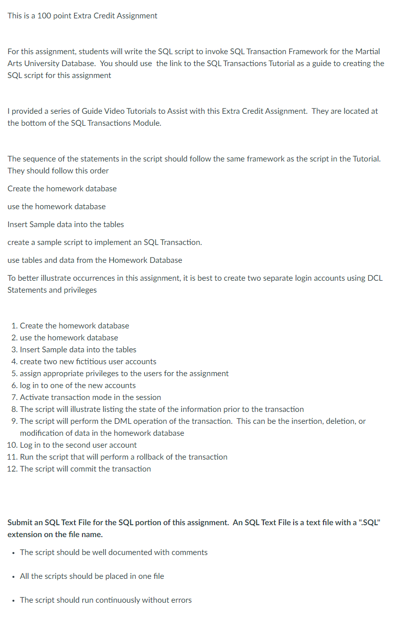 Solved This is a 100 point Extra Credit Assignment For this | Chegg.com