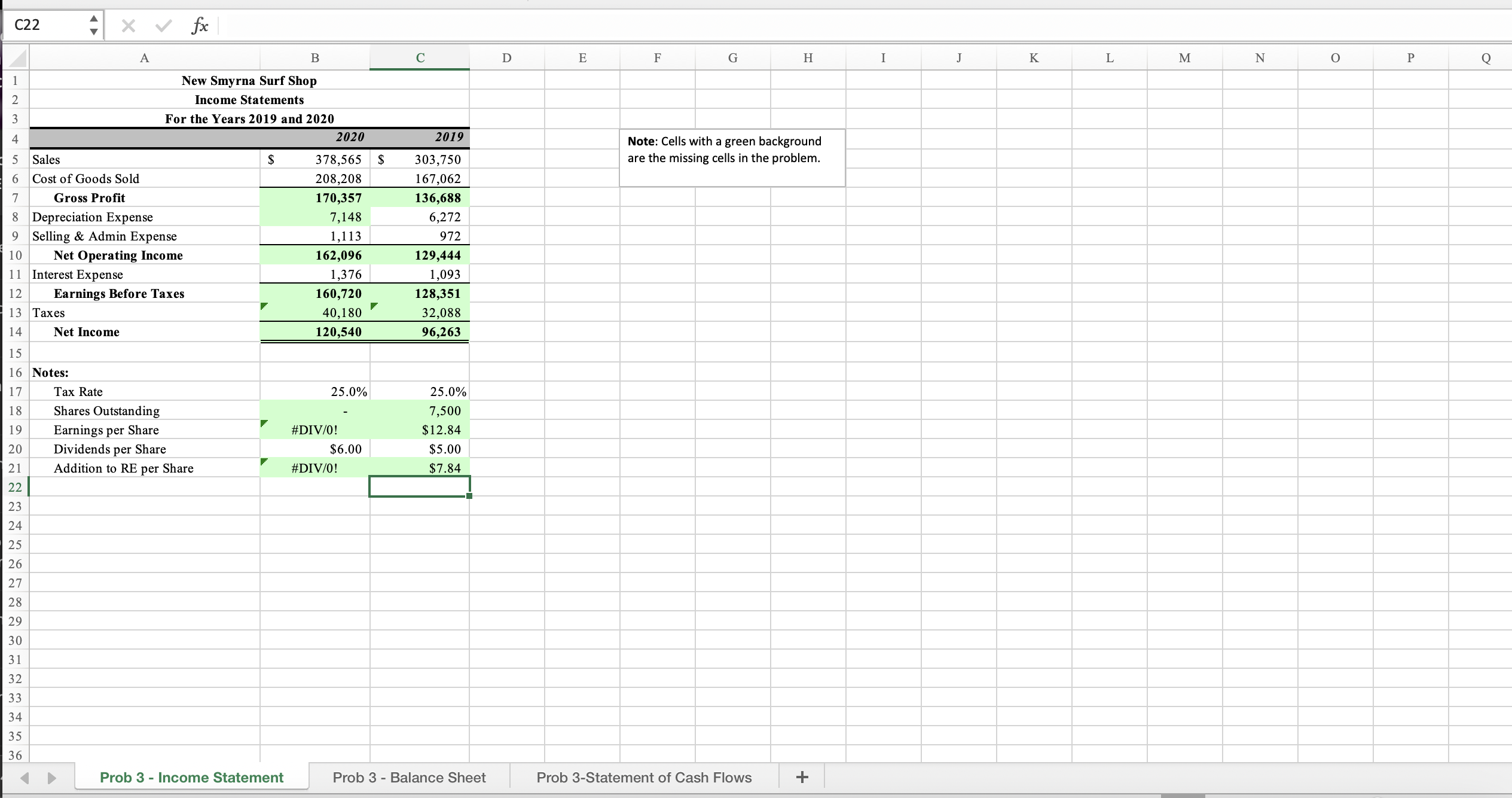 Fill in the blanks on the financial statements for | Chegg.com