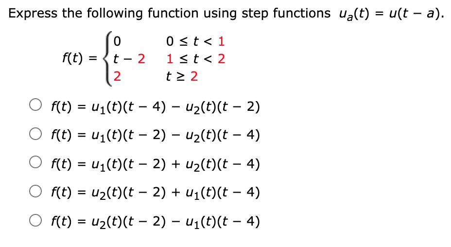 Solved Express The Following Function Using Step Functions | Chegg.com