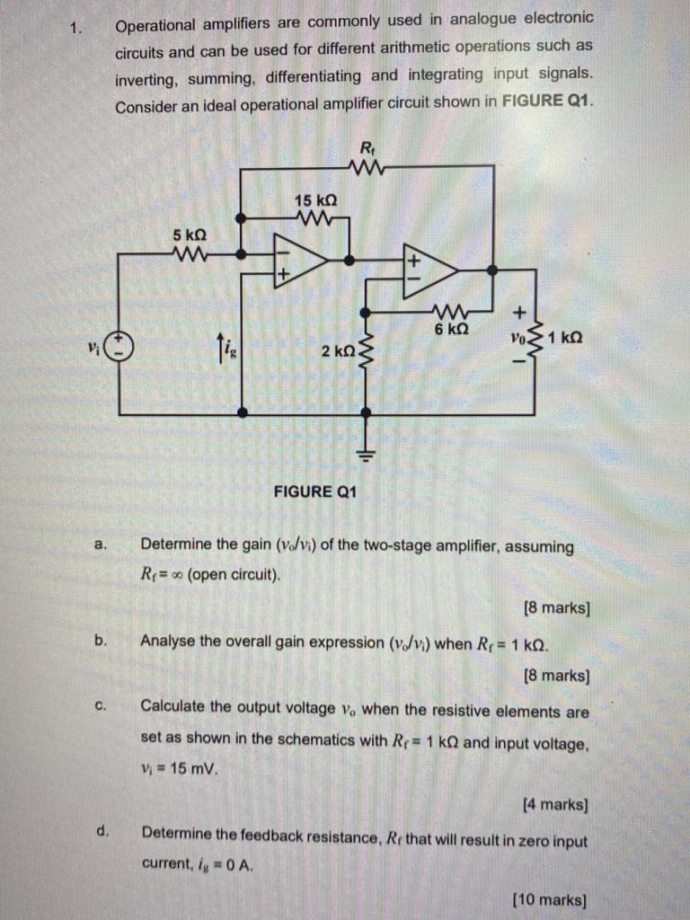 Solved 1. Operational Amplifiers Are Commonly Used In | Chegg.com