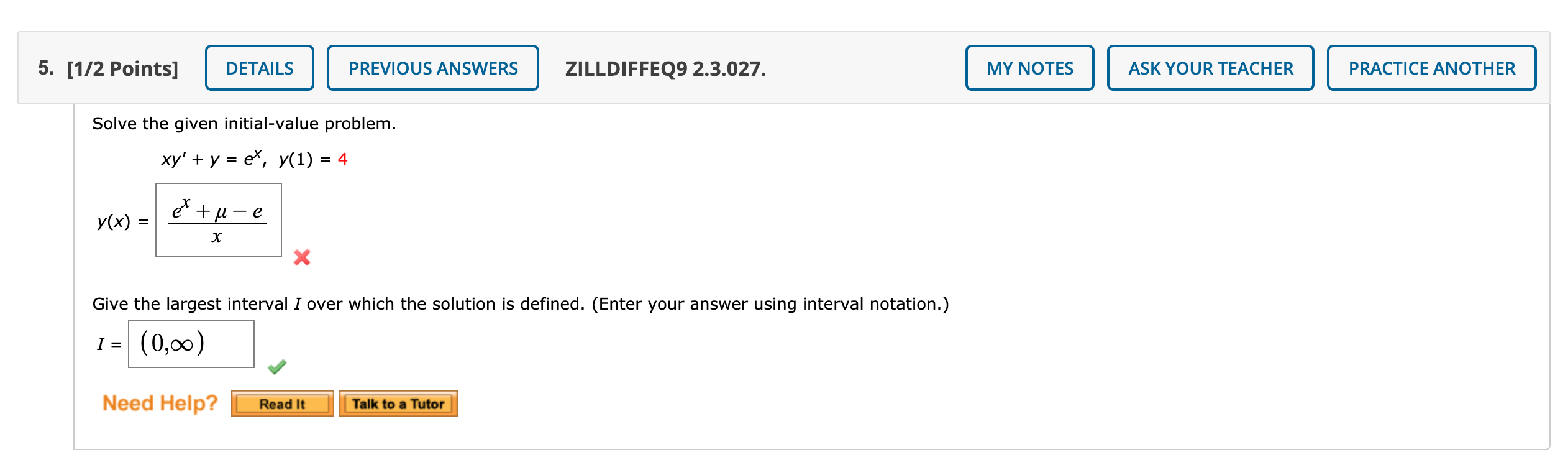 Solved 5. [1/2 Points] DETAILS PREVIOUS ANSWERS ZILLDIFFEQ9 | Chegg.com