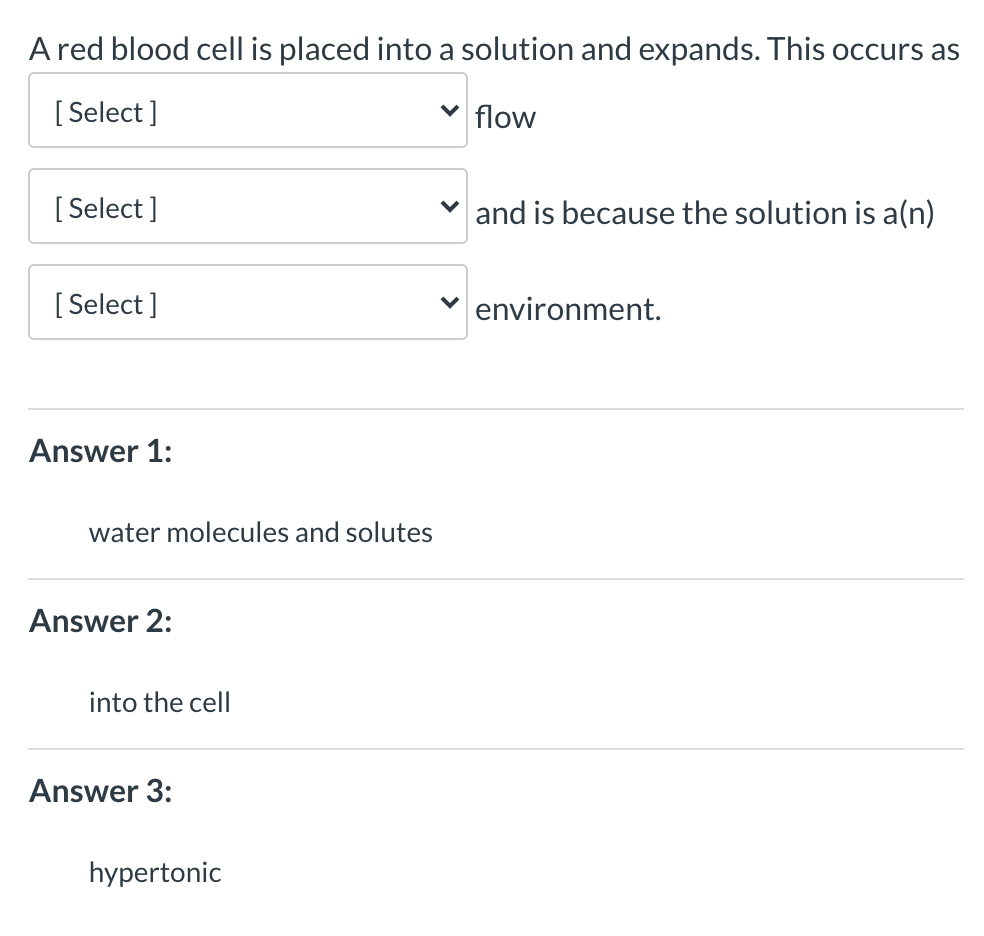 Solved Ared blood cell is placed into a solution and | Chegg.com