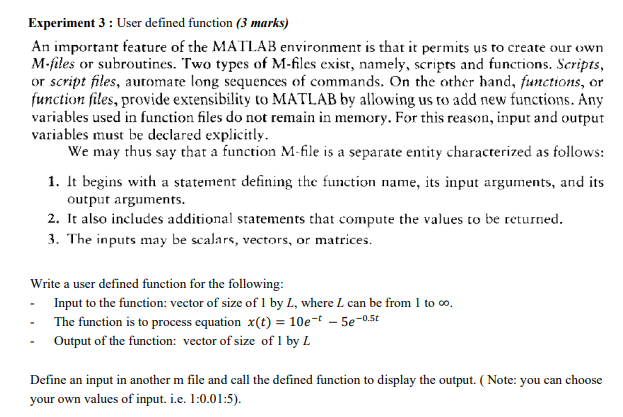 Solved Experiment 3: User defined function (3 marks) An | Chegg.com