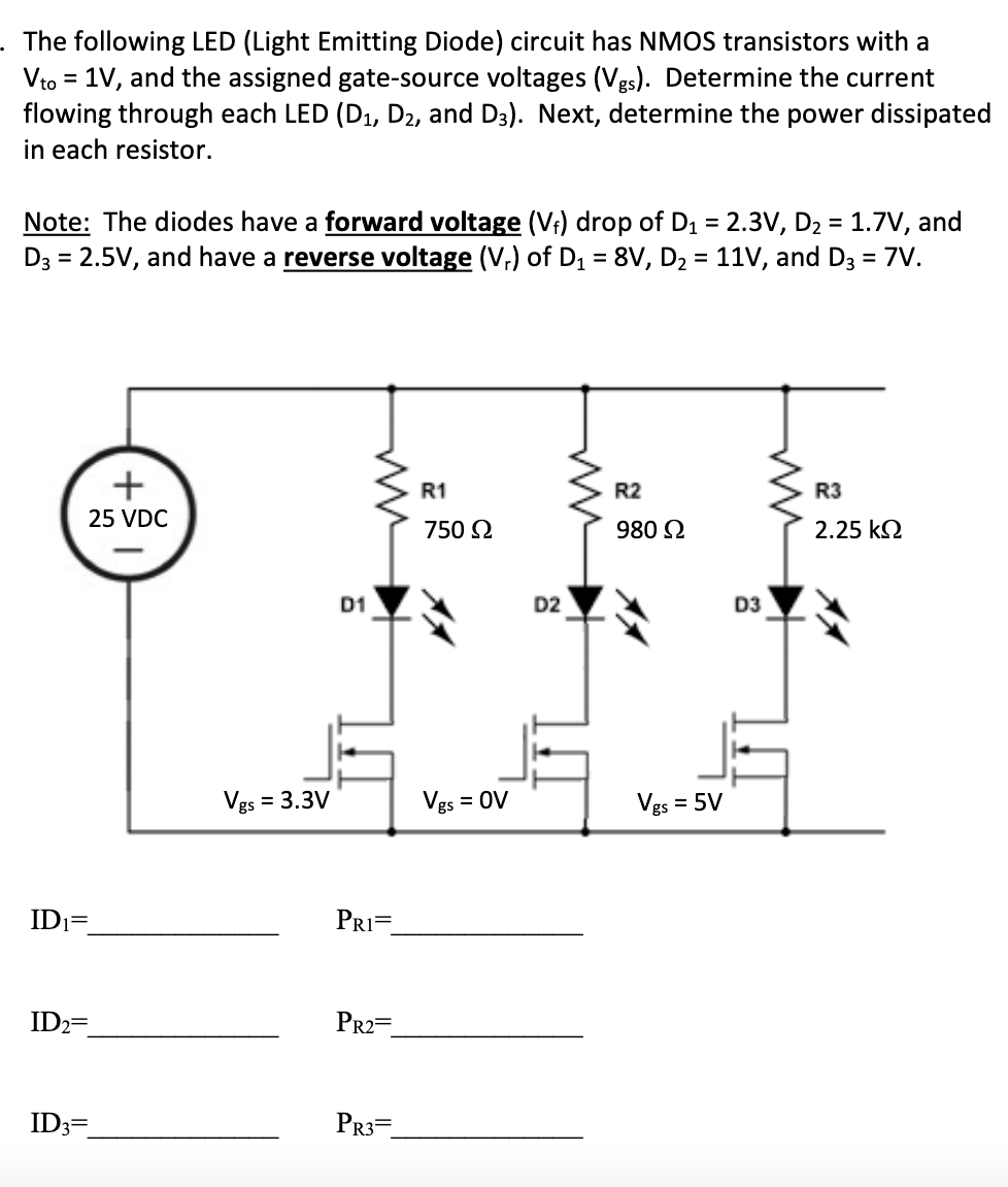Solved The following LED (Light Emitting Diode) circuit has | Chegg.com