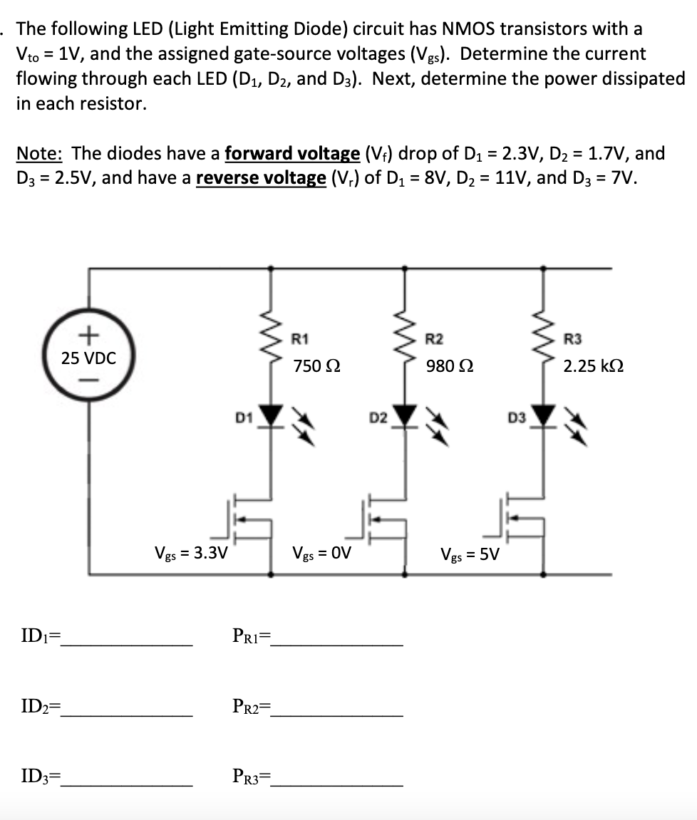 Solved The Following LED (Light Emitting Diode) Circuit Has | Chegg.com