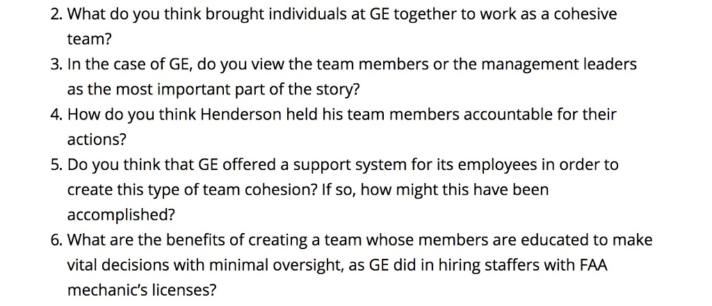 Solved 13 1 Case In Point General Electric Allows Teamwork Chegg