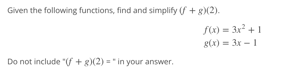 Solved Given the following functions, find and simplify | Chegg.com