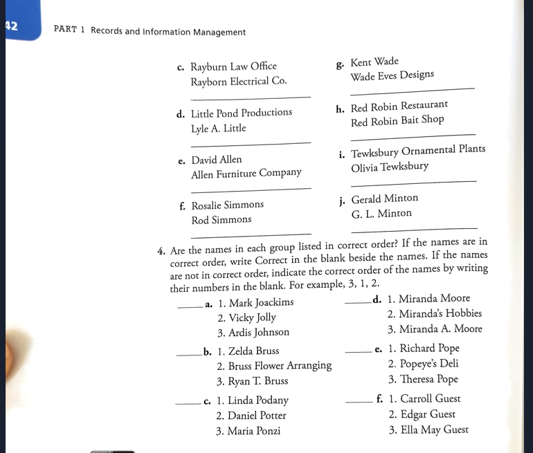 Solved 1. Index Each Name In The Table. Code Each Name By | Chegg.com